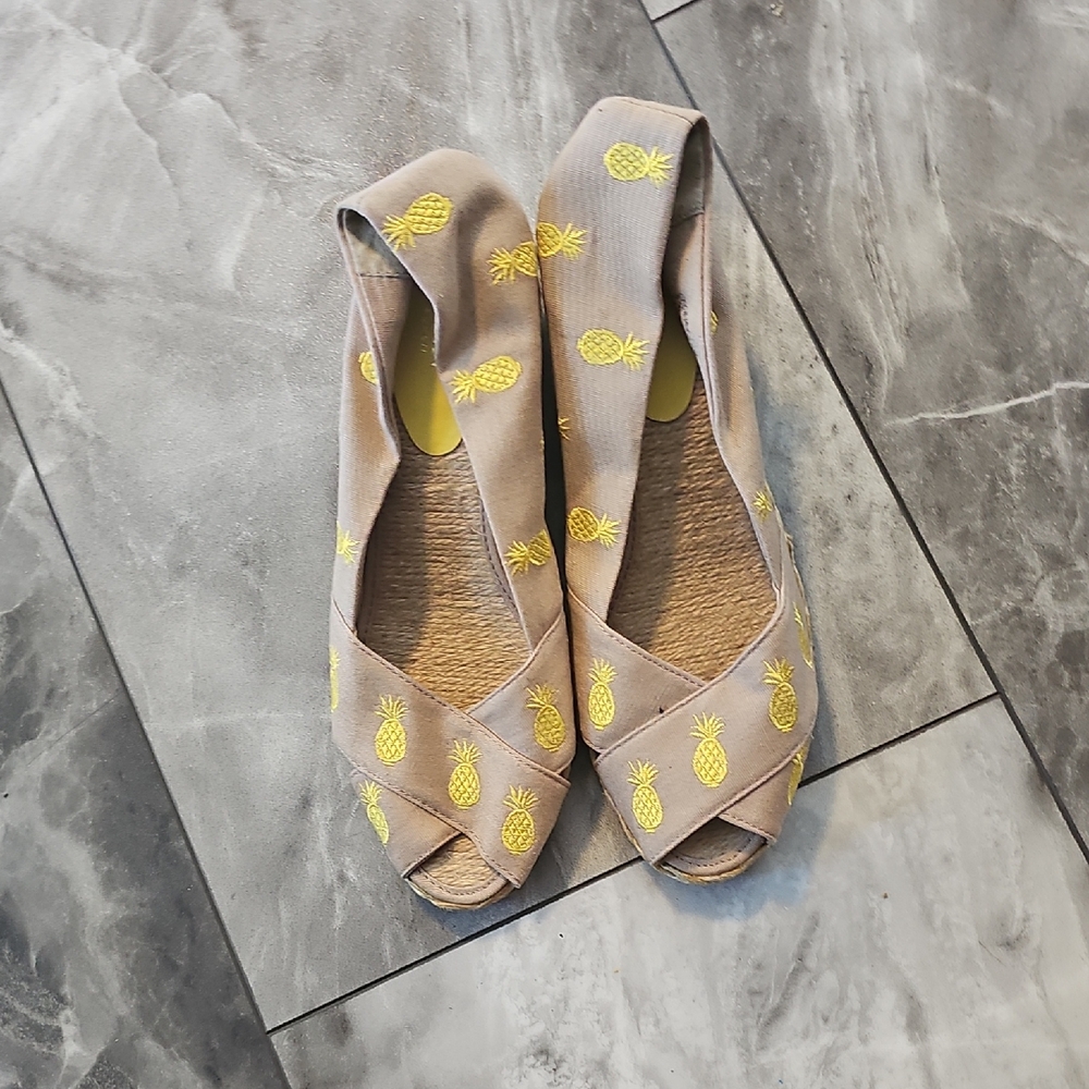 Polo by Ralph Lauren Tan Espadrilles with Yellow Pineapple Design